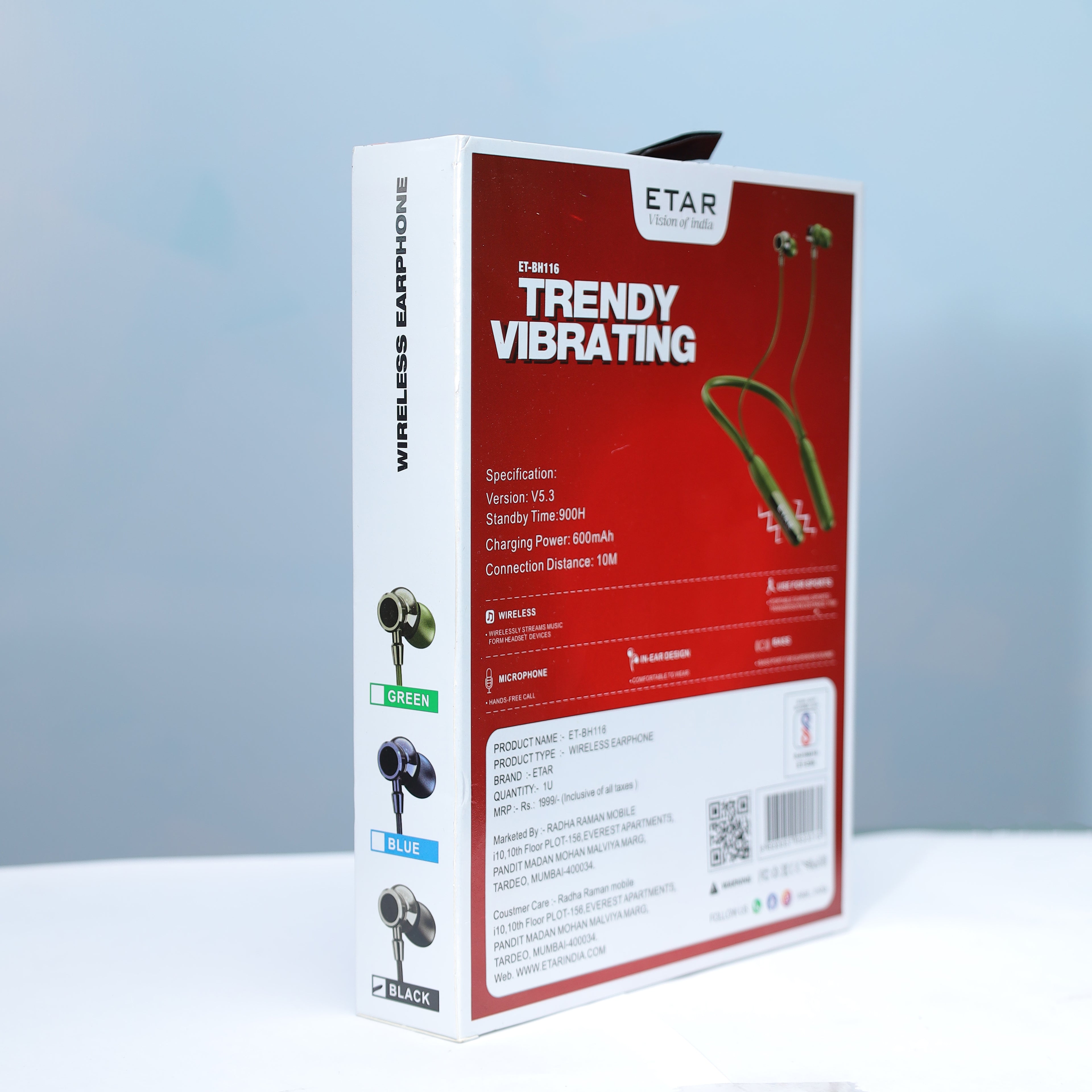 ETAR TRENDY VIBRATING WIRELESS EARPHON