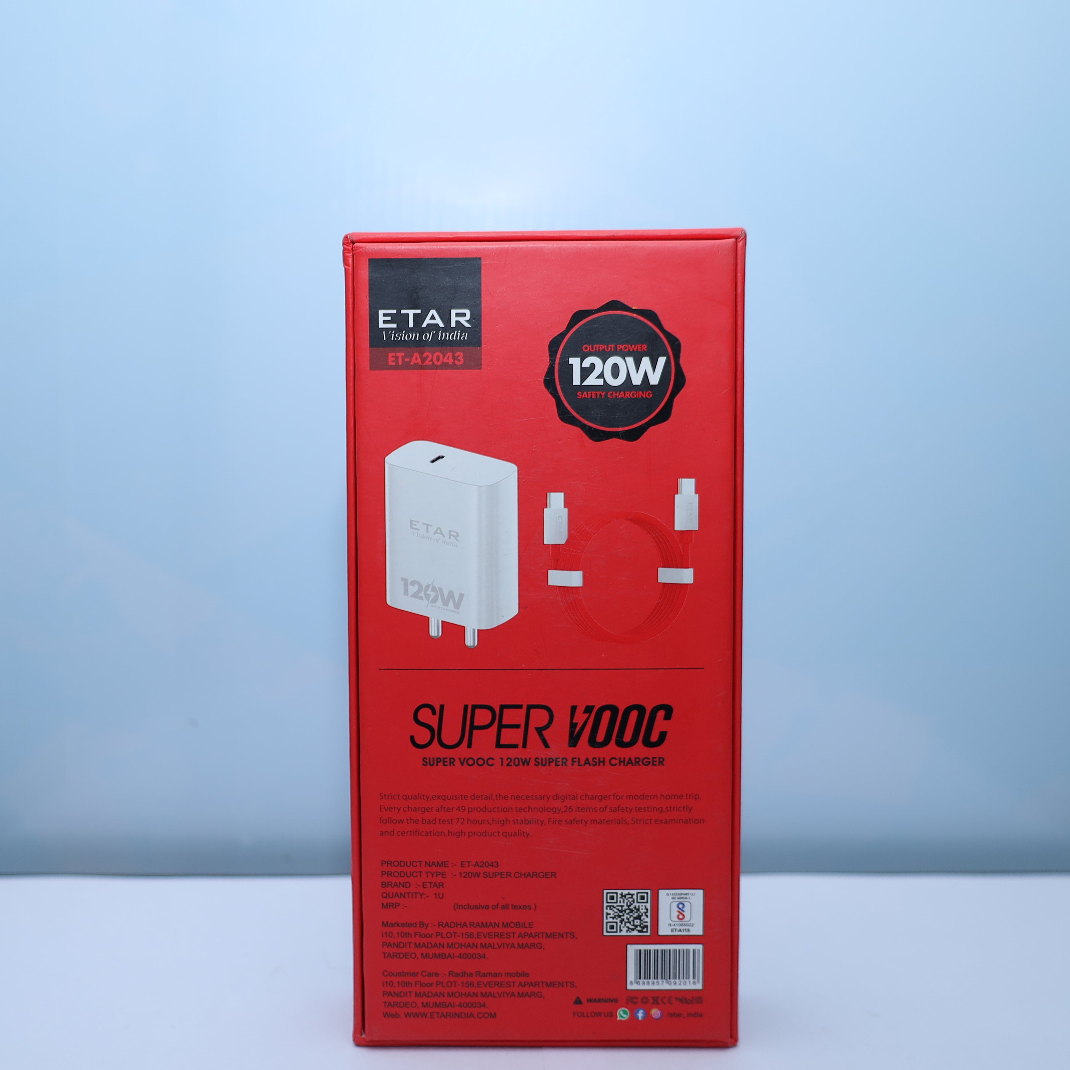 ETAR SUPER VOOC 120W FLASH CHARGER ET-A2043